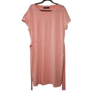MEROKEETY Womens Summer Short Sleeve TShirt Dress Tie Waist & Pockets Size Large